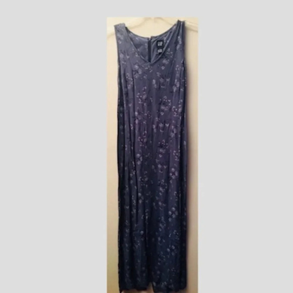 Gap Long Blue Short Sleeve V-Neck Dress Size 1 - Picture 1 of 1